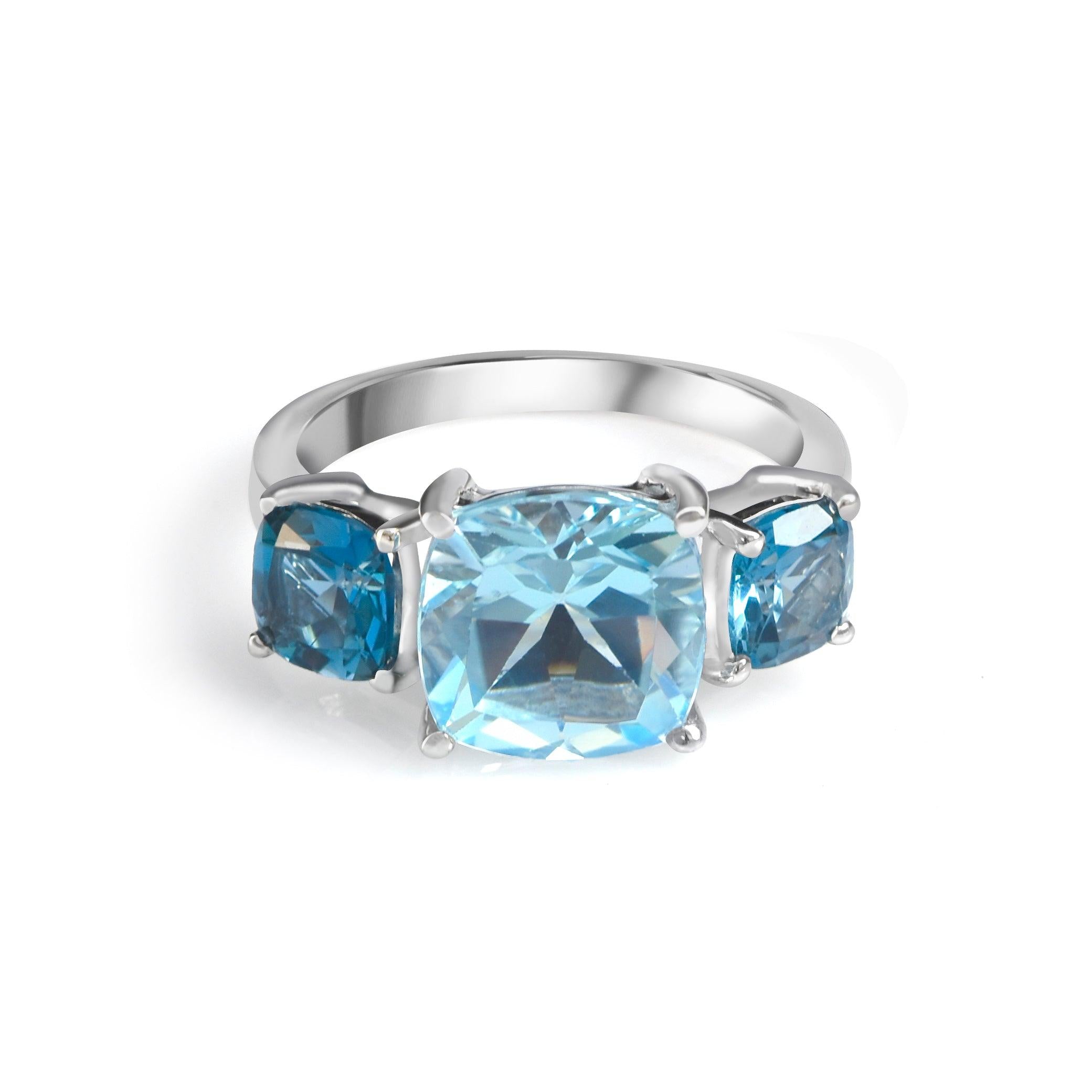 6.77 Ct. Sky Blue Topaz & London Topaz Solid 925 Sterling Silver Engagement Ring Jewelry - YoTreasure