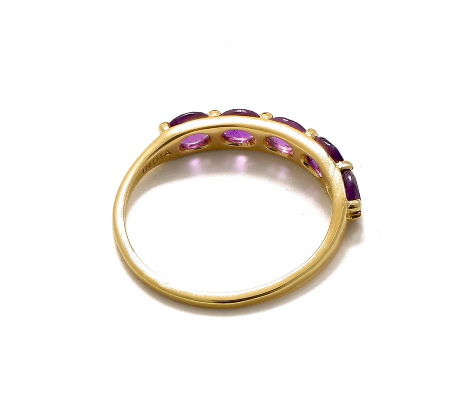 0.85 Ct Amethyst Solid 10k Yellow Gold Eternity Band Ring Jewelry - YoTreasure