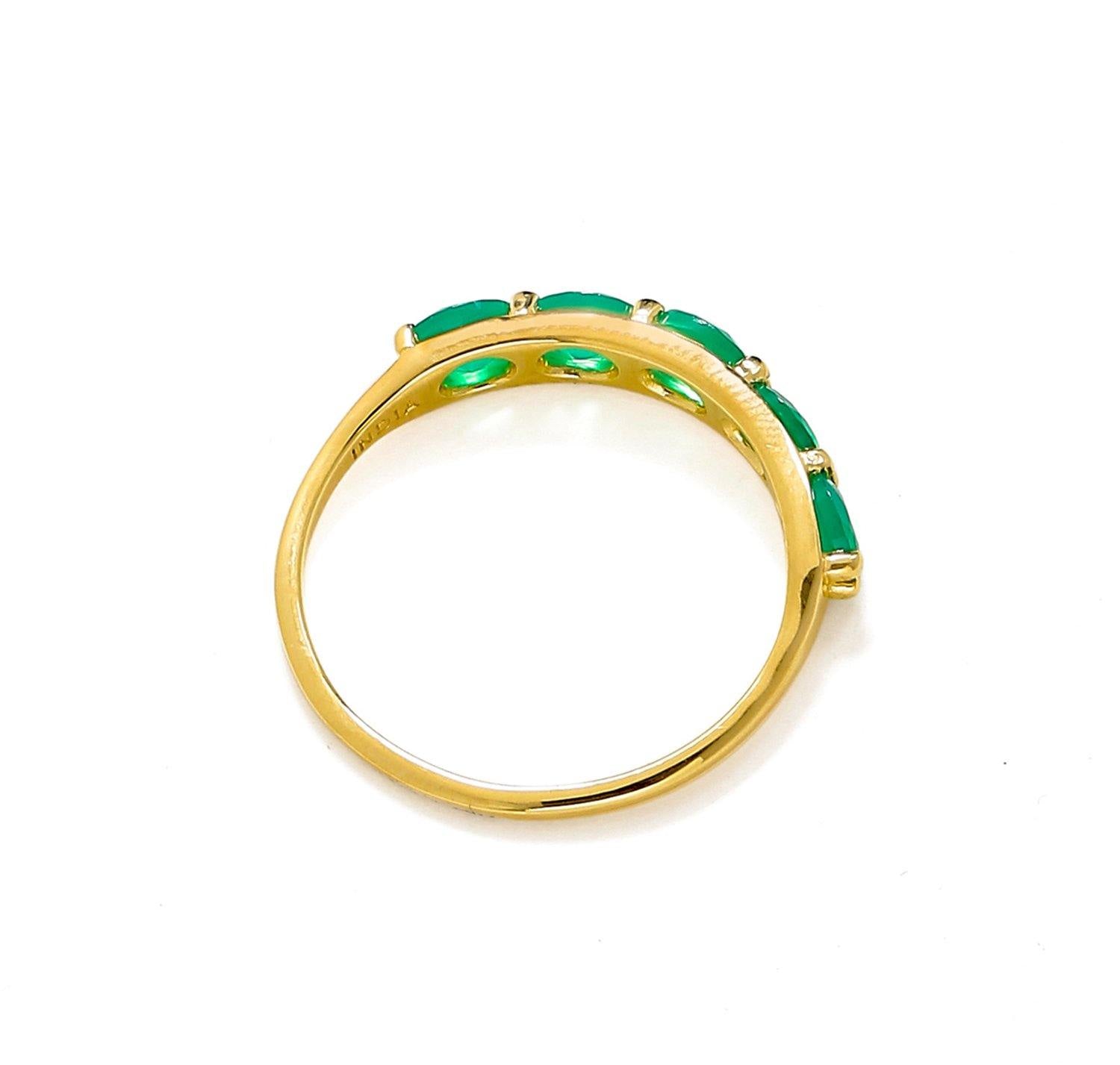 Green Onyx Solid 10K Yellow Gold Gemstone Ring - YoTreasure