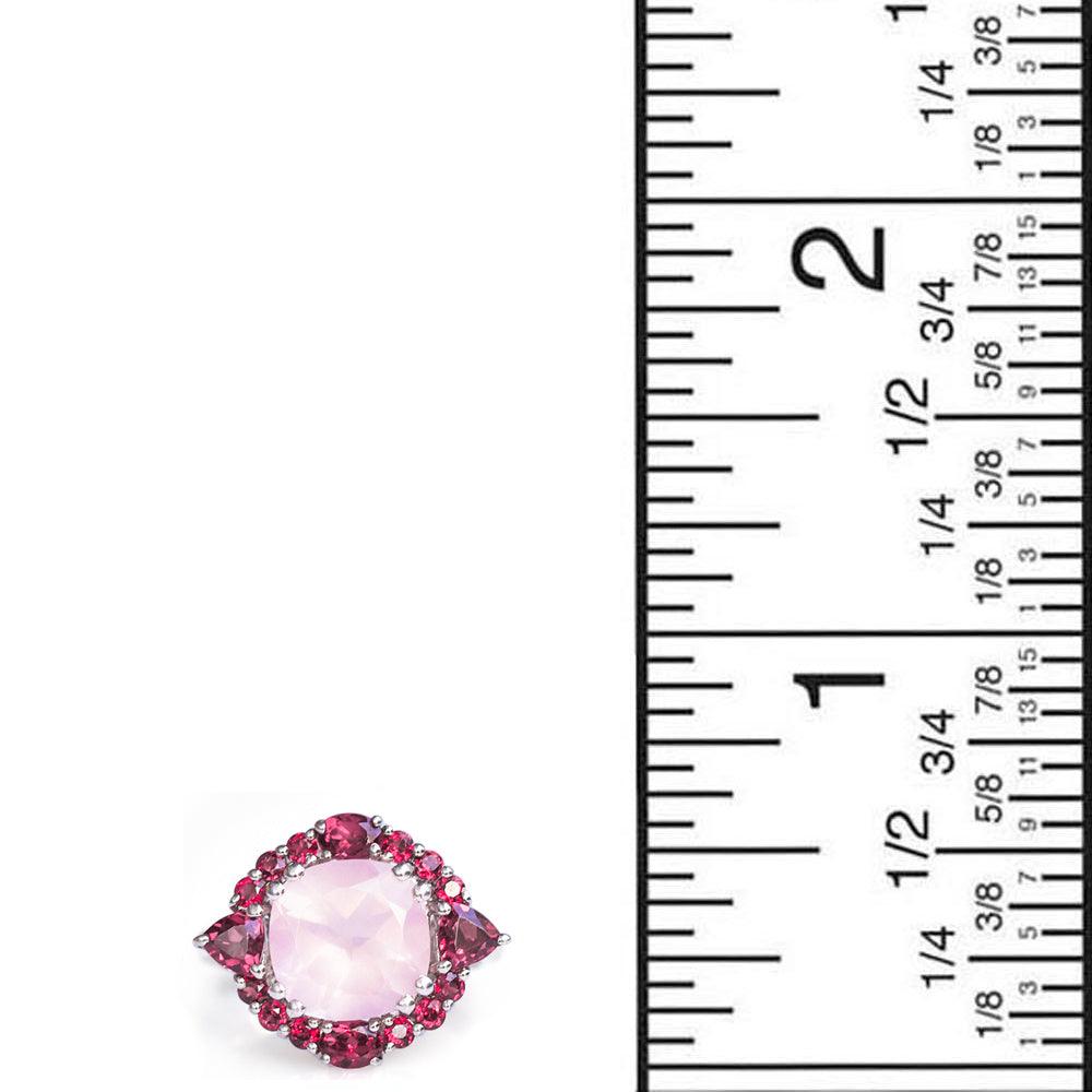 5.65 Ct. Natural Rose Quartz Rhodolite Garnet Solid 925 Sterling Silver Ring Jewelry - YoTreasure