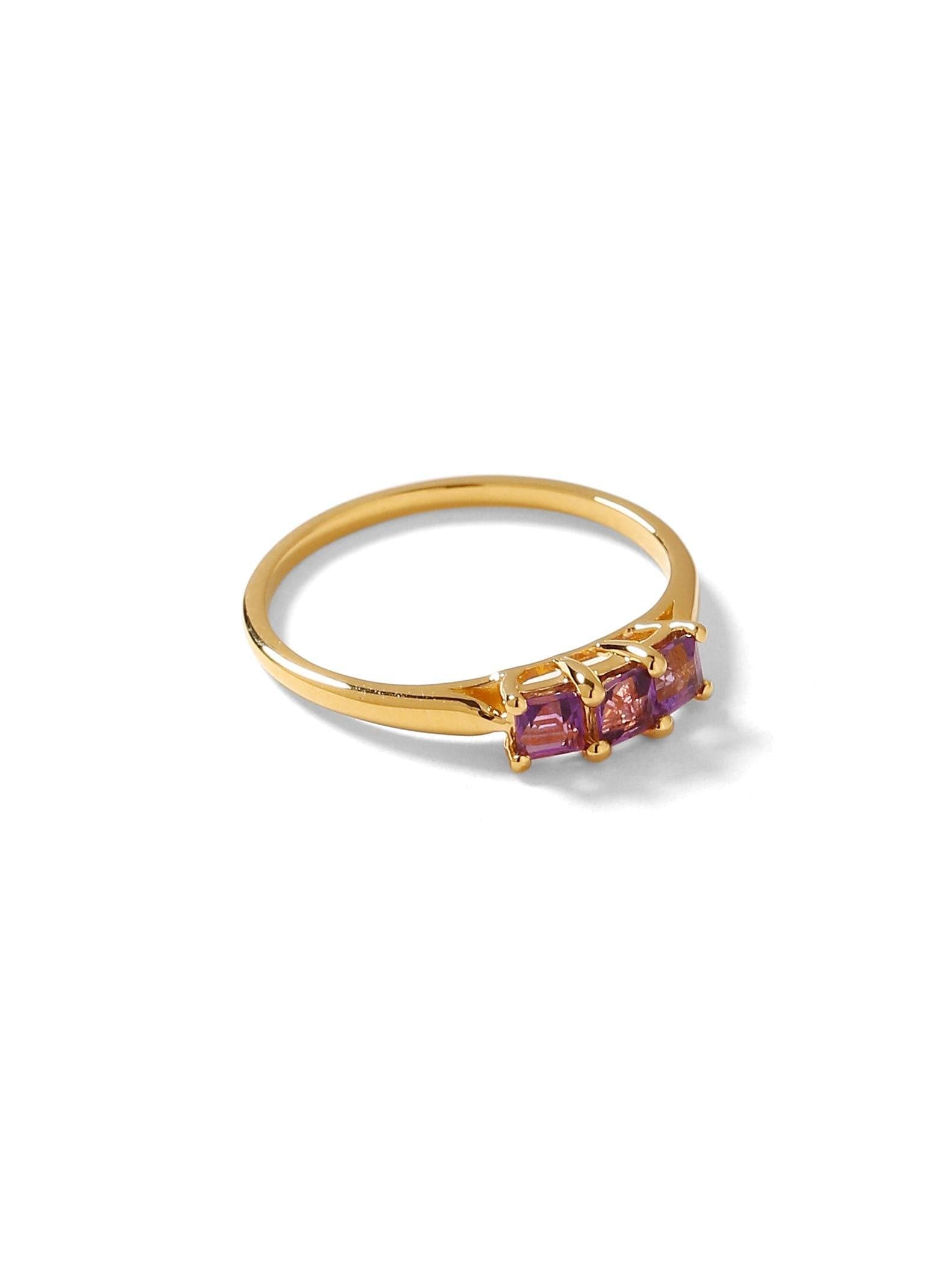 0.45 Ct. Amethyst Solid 10k Yellow Gold Band Ring Jewelry - YoTreasure