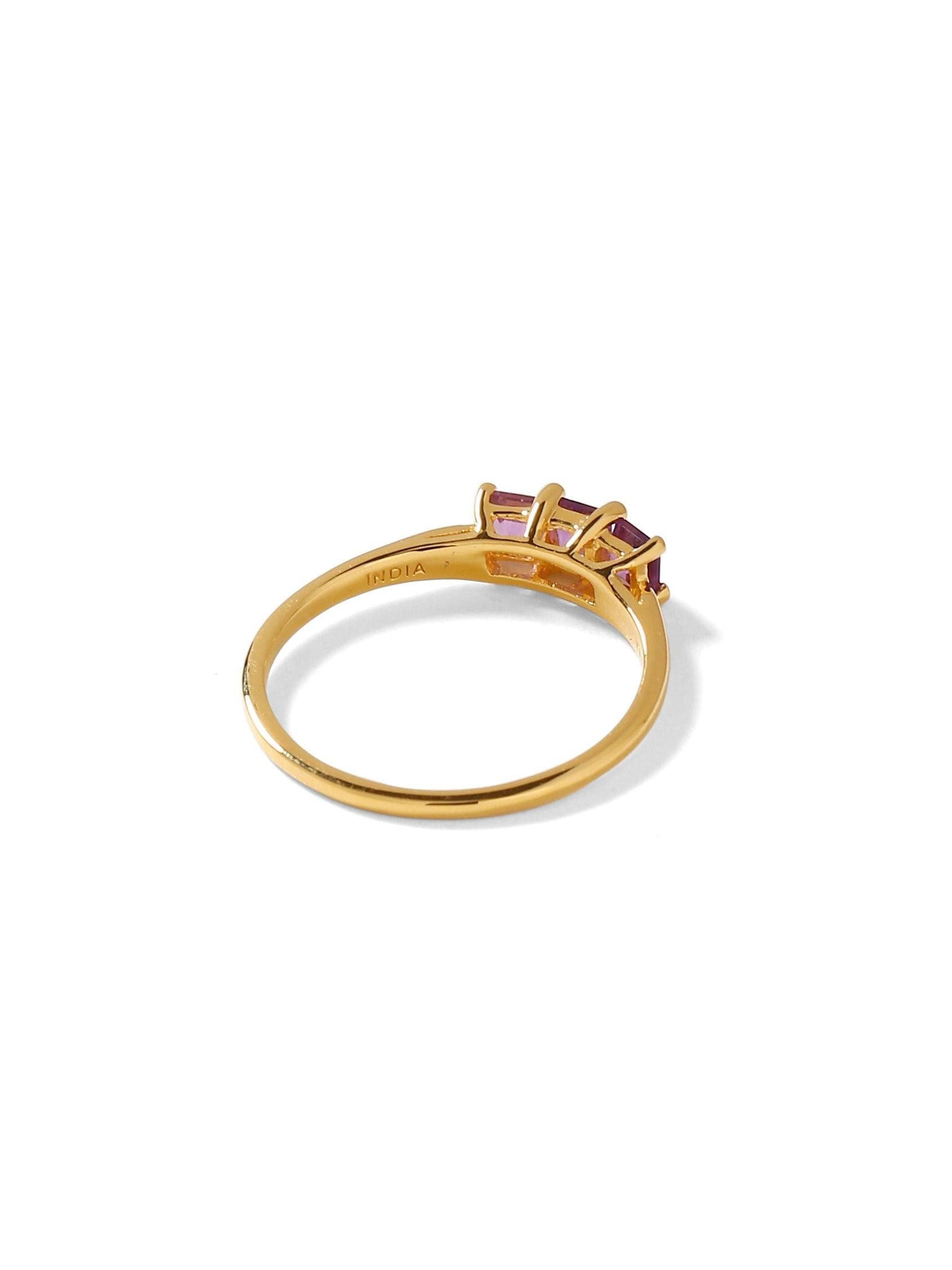 0.45 Ct. Amethyst Solid 10k Yellow Gold Band Ring Jewelry - YoTreasure