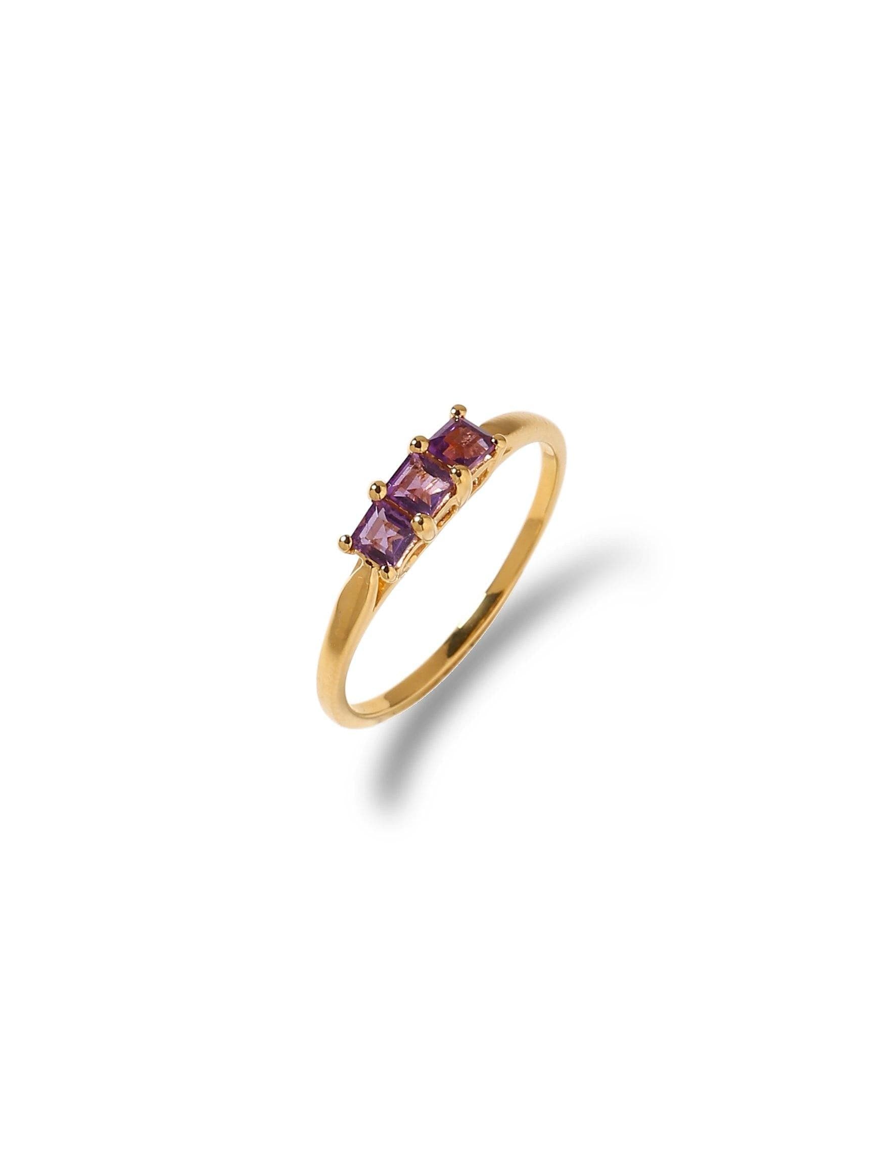 0.45 Ct. Amethyst Solid 10k Yellow Gold Band Ring Jewelry - YoTreasure