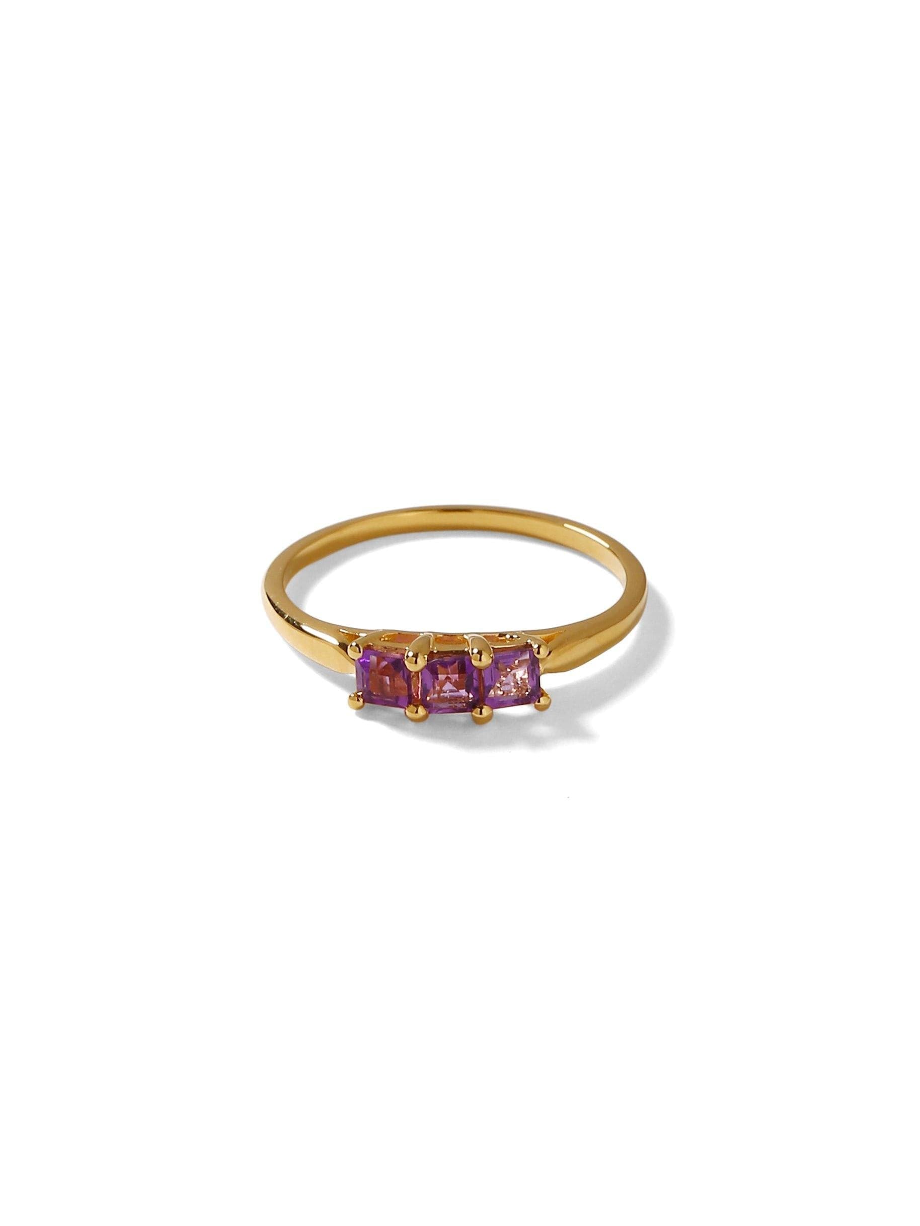 0.45 Ct. Amethyst Solid 10k Yellow Gold Band Ring Jewelry - YoTreasure