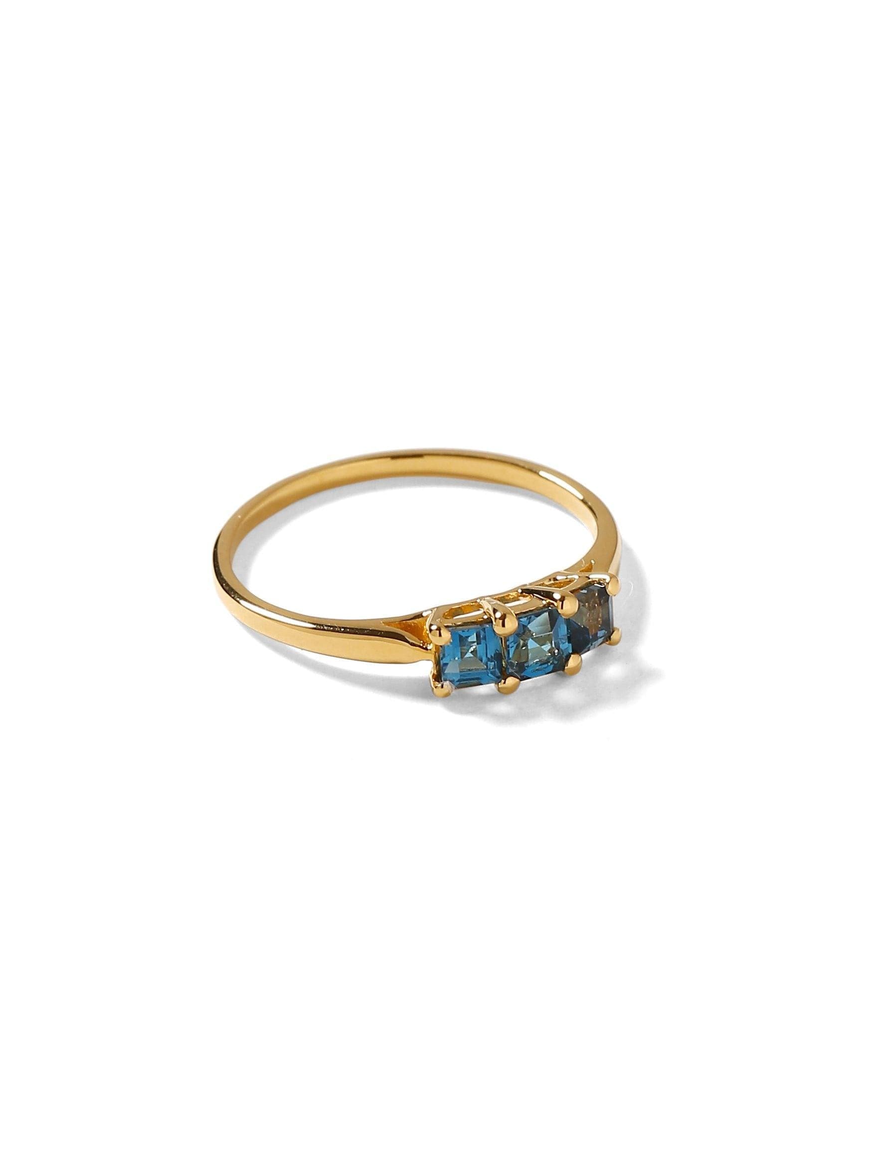 0.65 Ct. London Blue Topaz Solid 10K Yellow Gold Gemstone Ring - YoTreasure