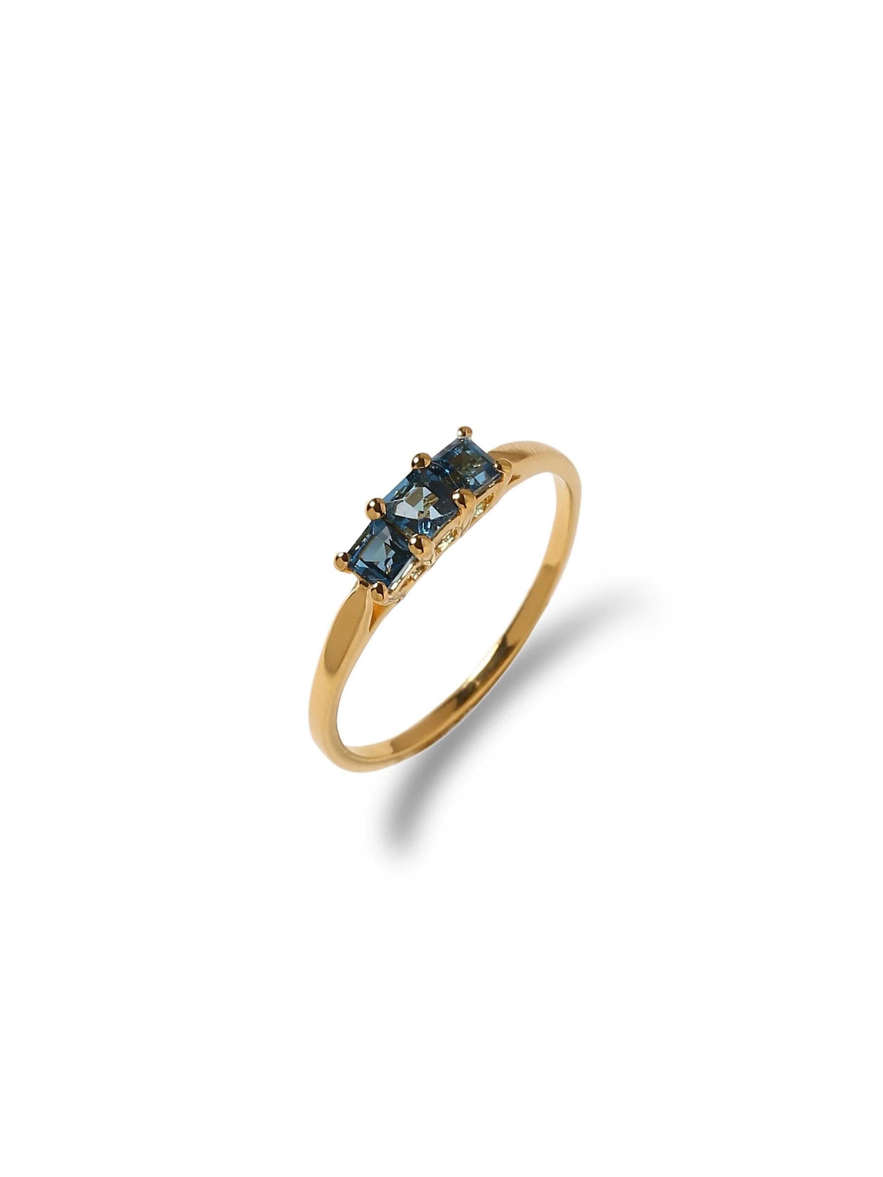 0.65 Ct. London Blue Topaz Solid 10K Yellow Gold Gemstone Ring - YoTreasure