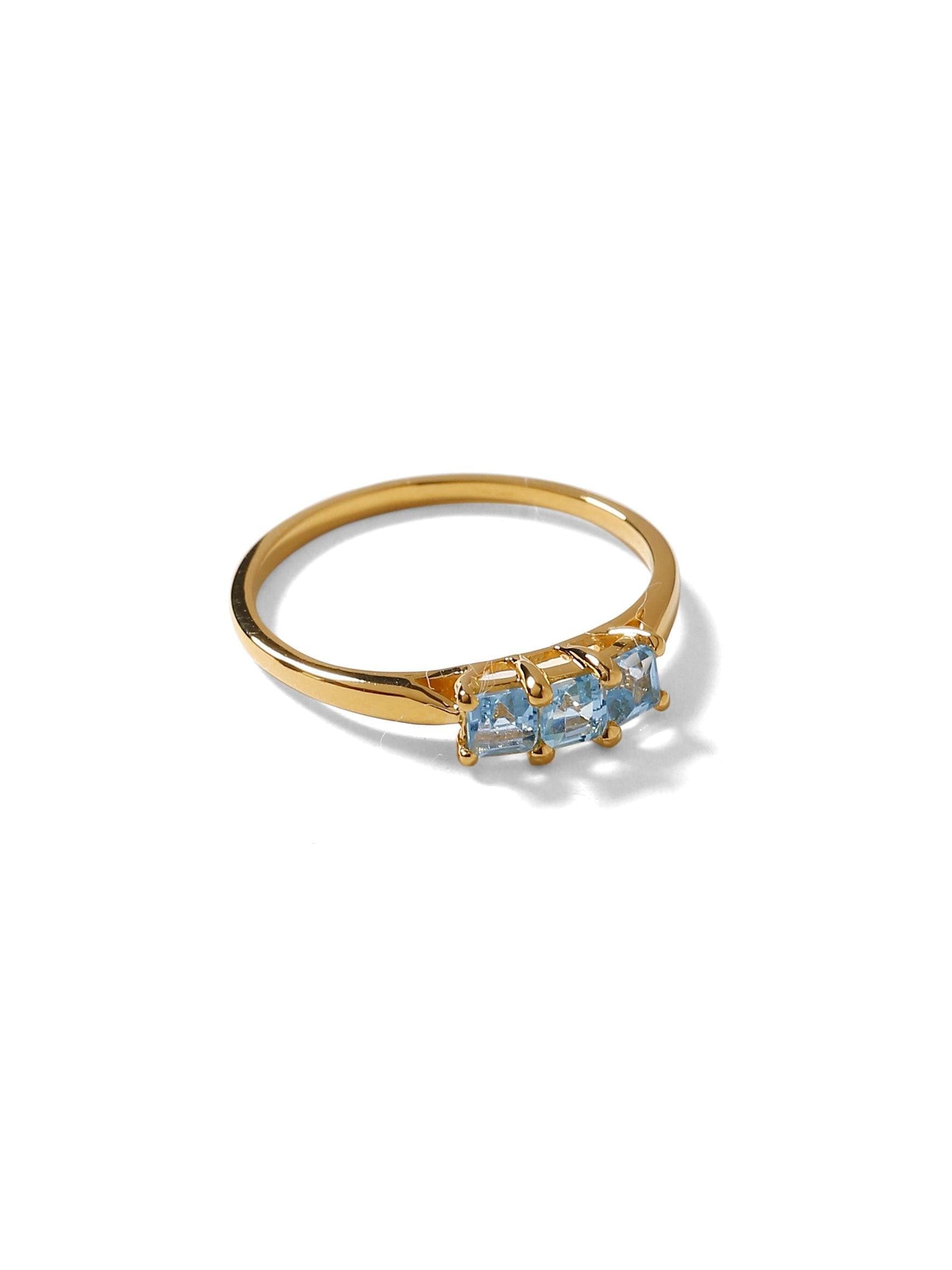 0.60 Ct. Sky Blue Topaz Solid 10k Yellow Gold Band Ring Jewelry - YoTreasure