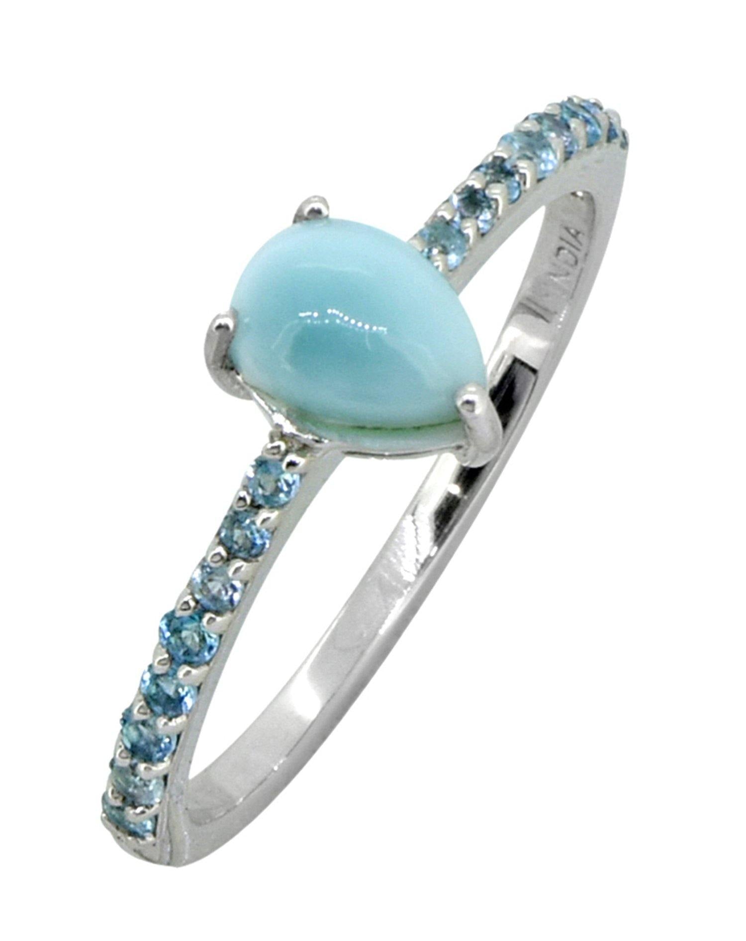 1.19 Ct Larimar London Blue Topaz Solid 925 Sterling Silver Ring Jewelry - YoTreasure