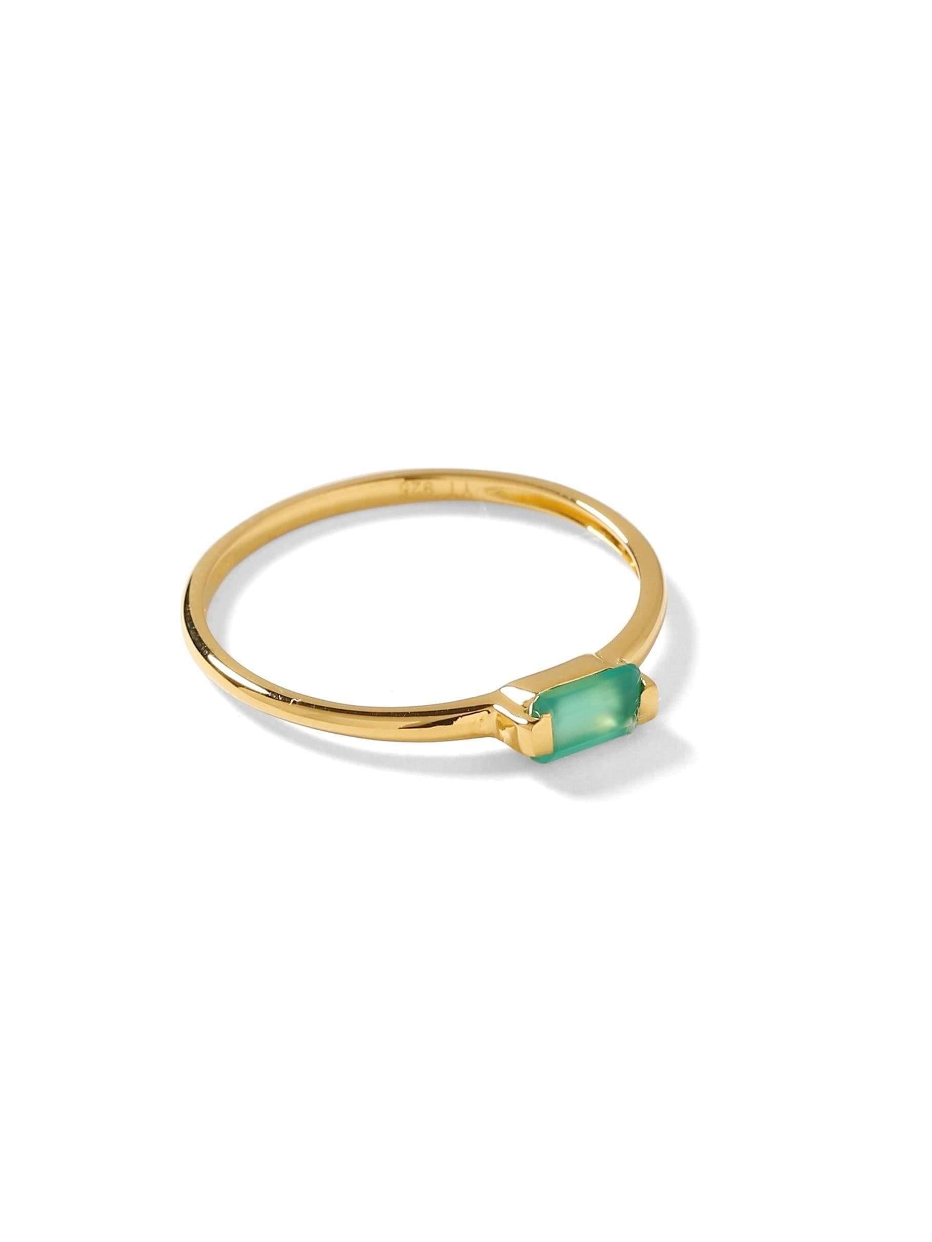 0.30 Ct Green Onyx Solid 10k Yellow Gold Ring Jewelry - YoTreasure