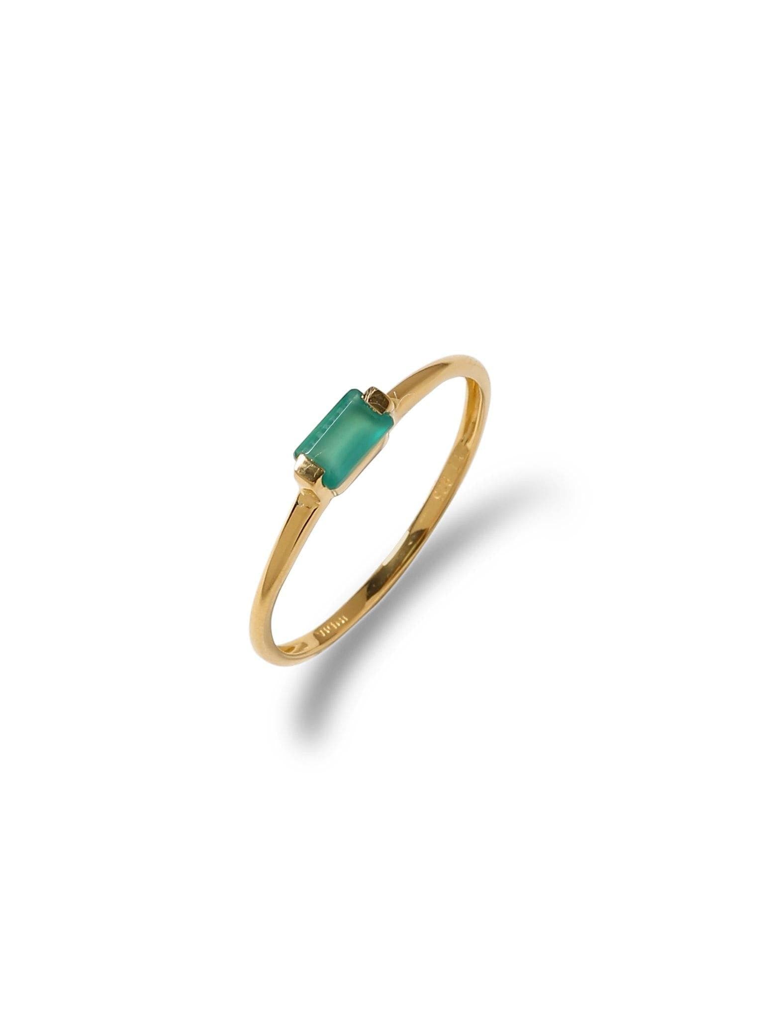 0.30 Ct Green Onyx Solid 10k Yellow Gold Ring Jewelry - YoTreasure