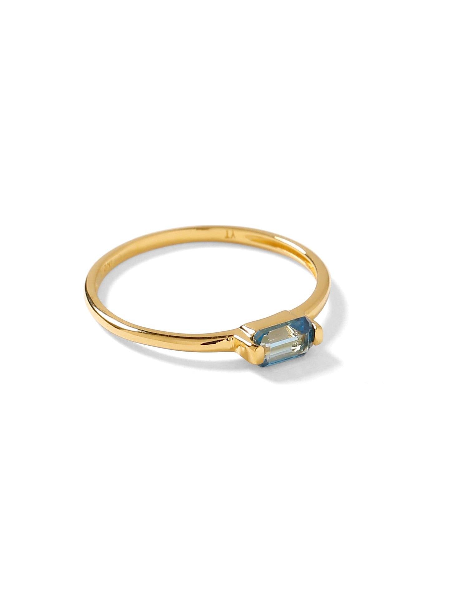 London Blue Topaz Solid 10K Yellow Gold Gemstone Ring - YoTreasure