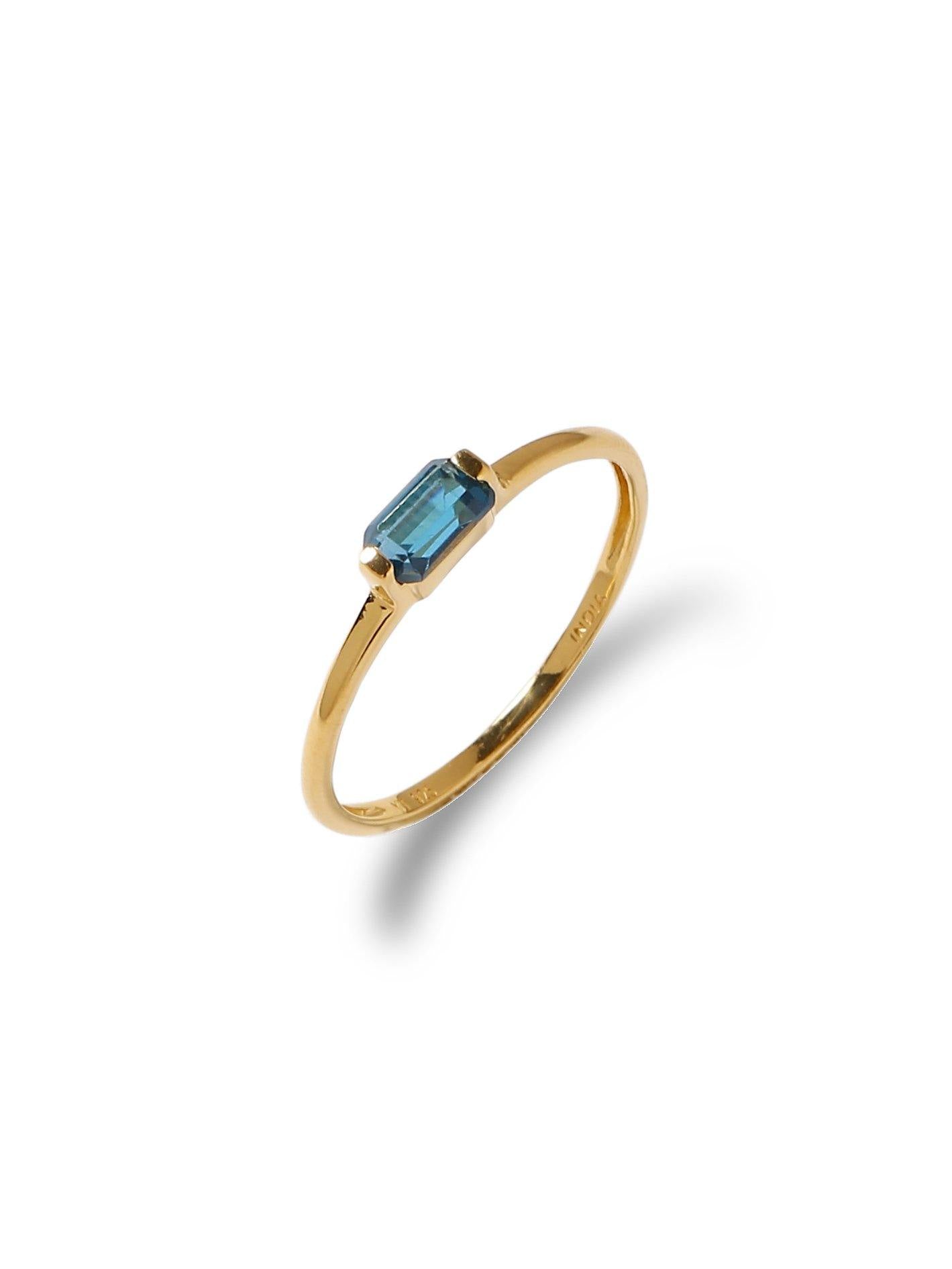 London Blue Topaz Solid 10K Yellow Gold Gemstone Ring - YoTreasure