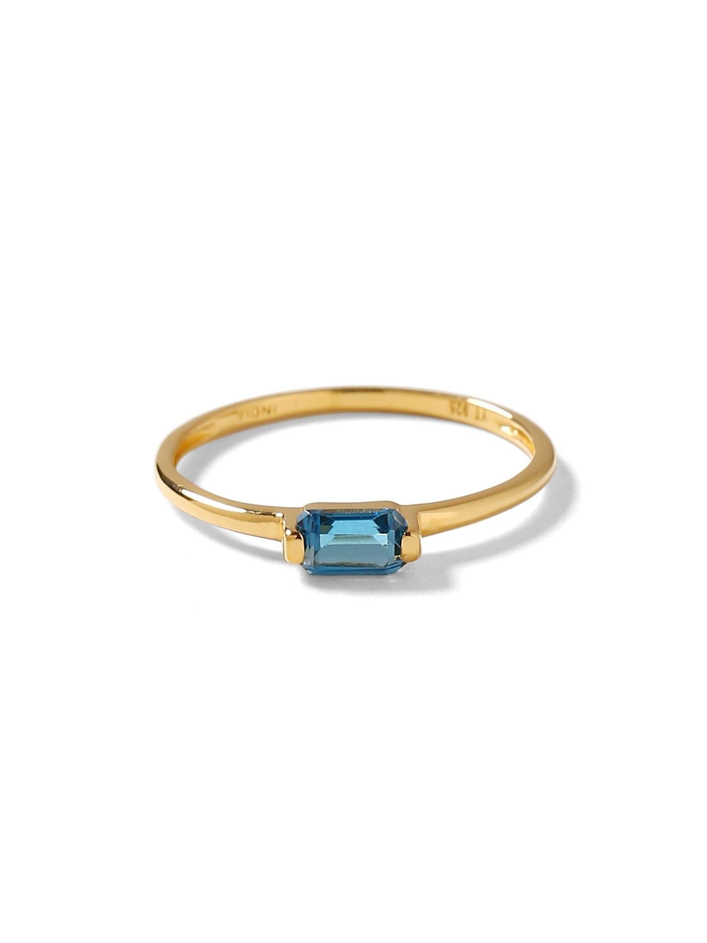 London Blue Topaz Solid 10K Yellow Gold Gemstone Ring - YoTreasure