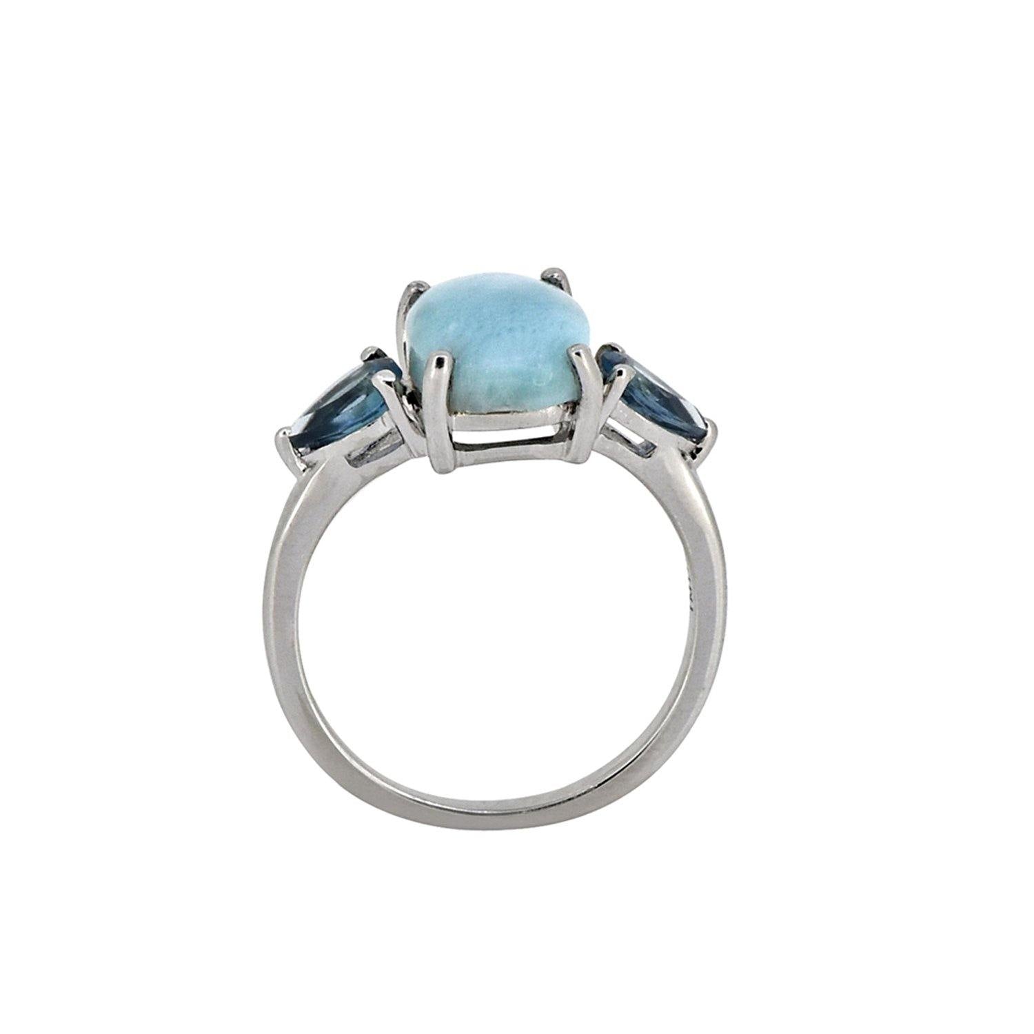 4.18 Ct. Larimar London Blue Topaz Solid 925 Sterling Silver Ring Jewelry - YoTreasure