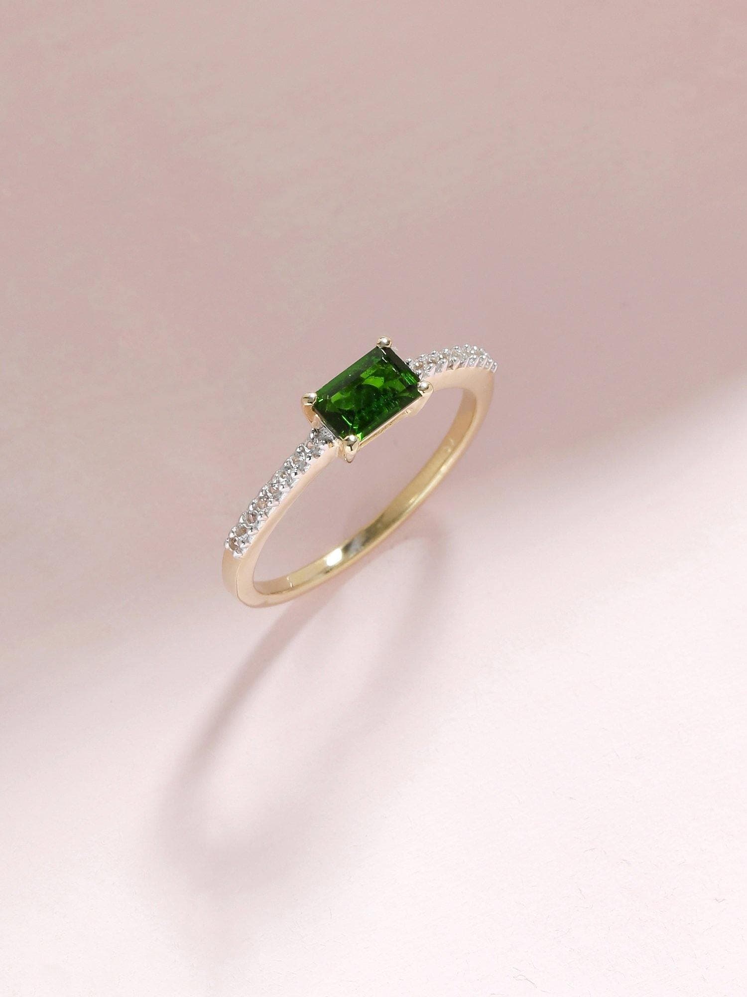 0.68 Ct Chrome Diopside Solid 10k Yellow Gold Ring Jewelry - YoTreasure
