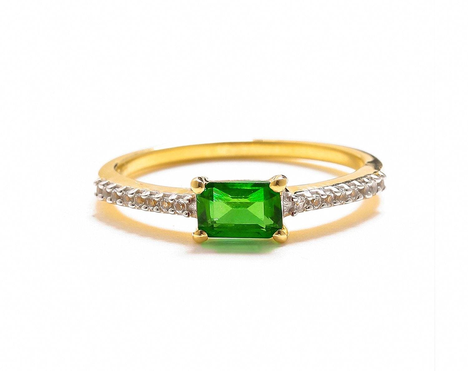 0.68 Ct Chrome Diopside Solid 10k Yellow Gold Ring Jewelry - YoTreasure