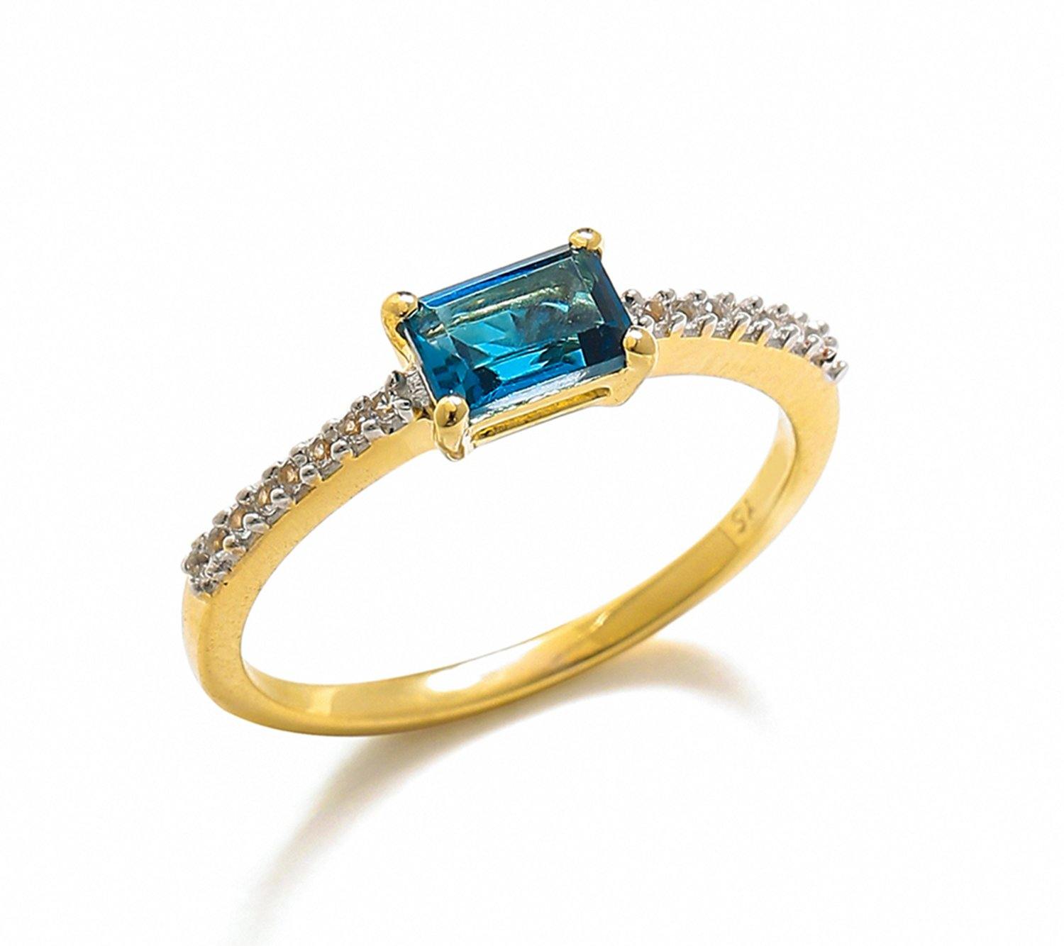 0.92 Ct London Blue Topaz Solid 10k Yellow Gold Ring Jewelry - YoTreasure