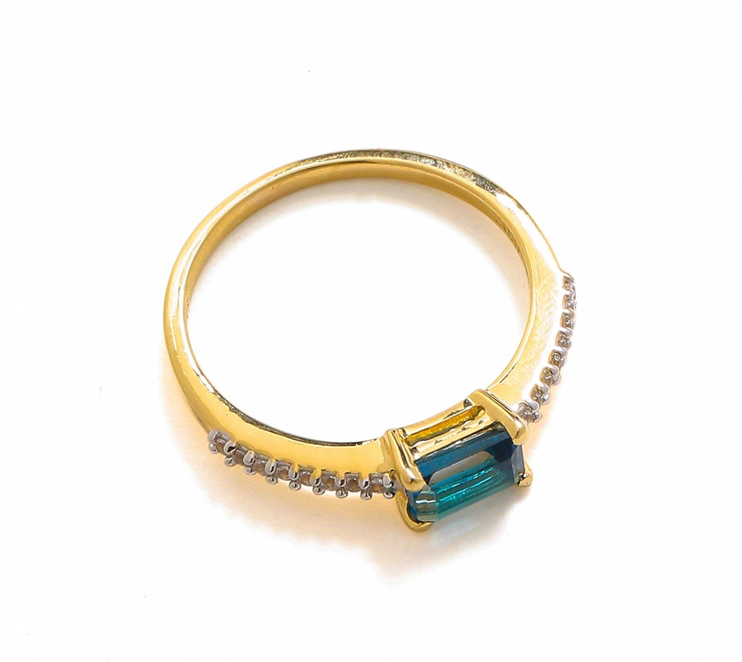 0.92 Ct London Blue Topaz Solid 10k Yellow Gold Ring Jewelry - YoTreasure