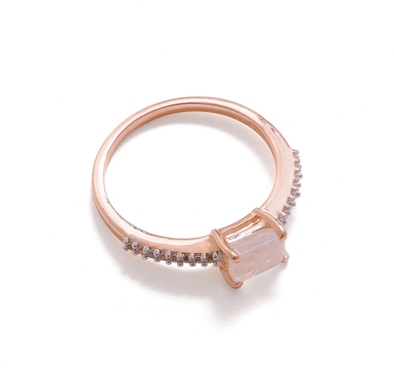 0.65 Ct Moonstone Solid 10k Rose Gold Ring Jewelry - YoTreasure