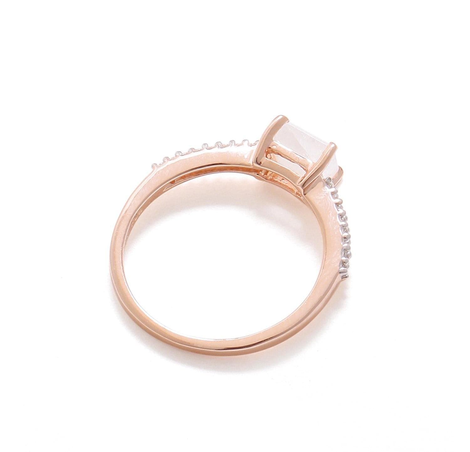 0.65 Ct Moonstone Solid 10k Rose Gold Ring Jewelry - YoTreasure