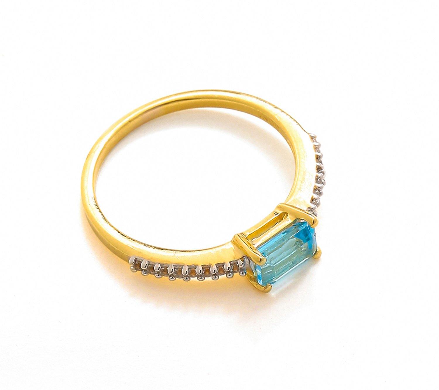 0.92 Ct Sky Blue Topaz Solid 10k Yellow Gold Ring Jewelry - YoTreasure