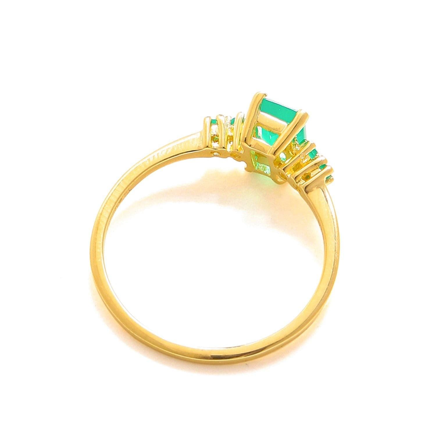 0.78 Ct Green Onyx Solid 10k Yellow Gold Ring Jewelry - YoTreasure