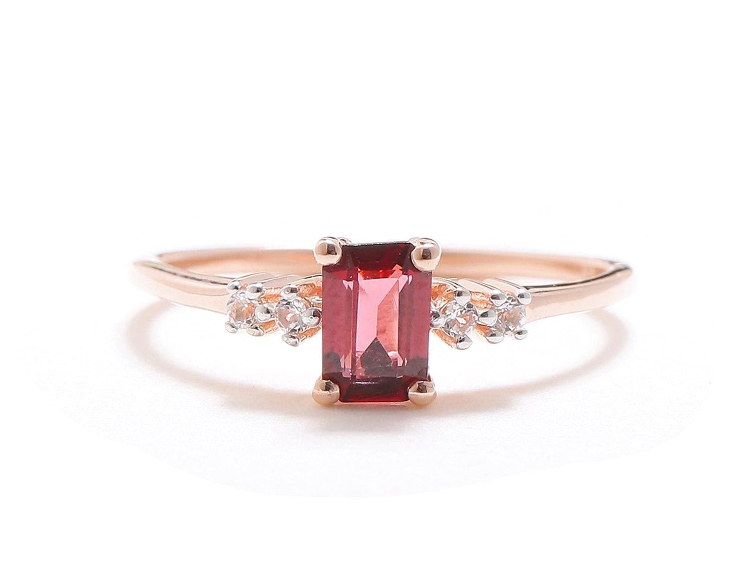 Ct Rhodolite Garnet Solid 10k Rose Gold Ring Jewelry
