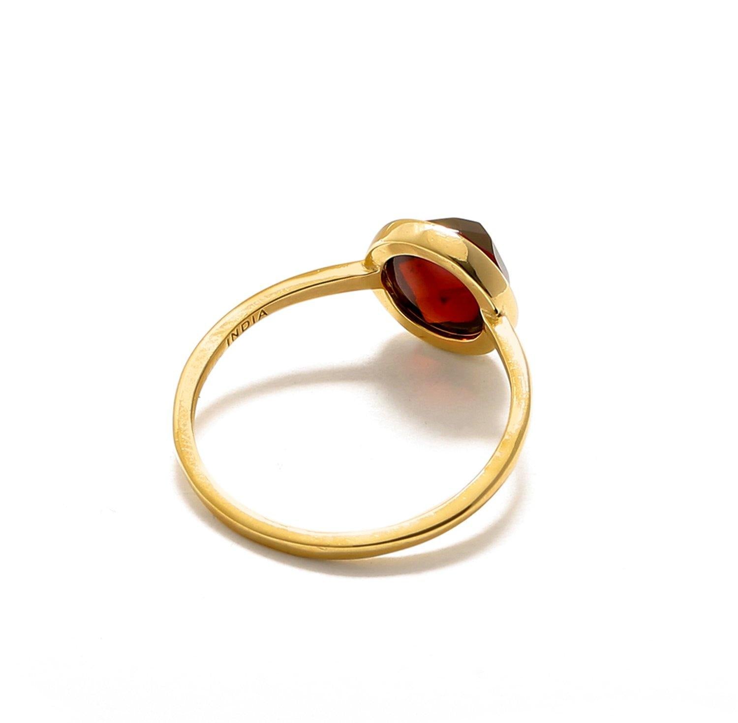 2.20 Ct Garnet Solid 10k Yellow Gold Ring Jewelry - YoTreasure