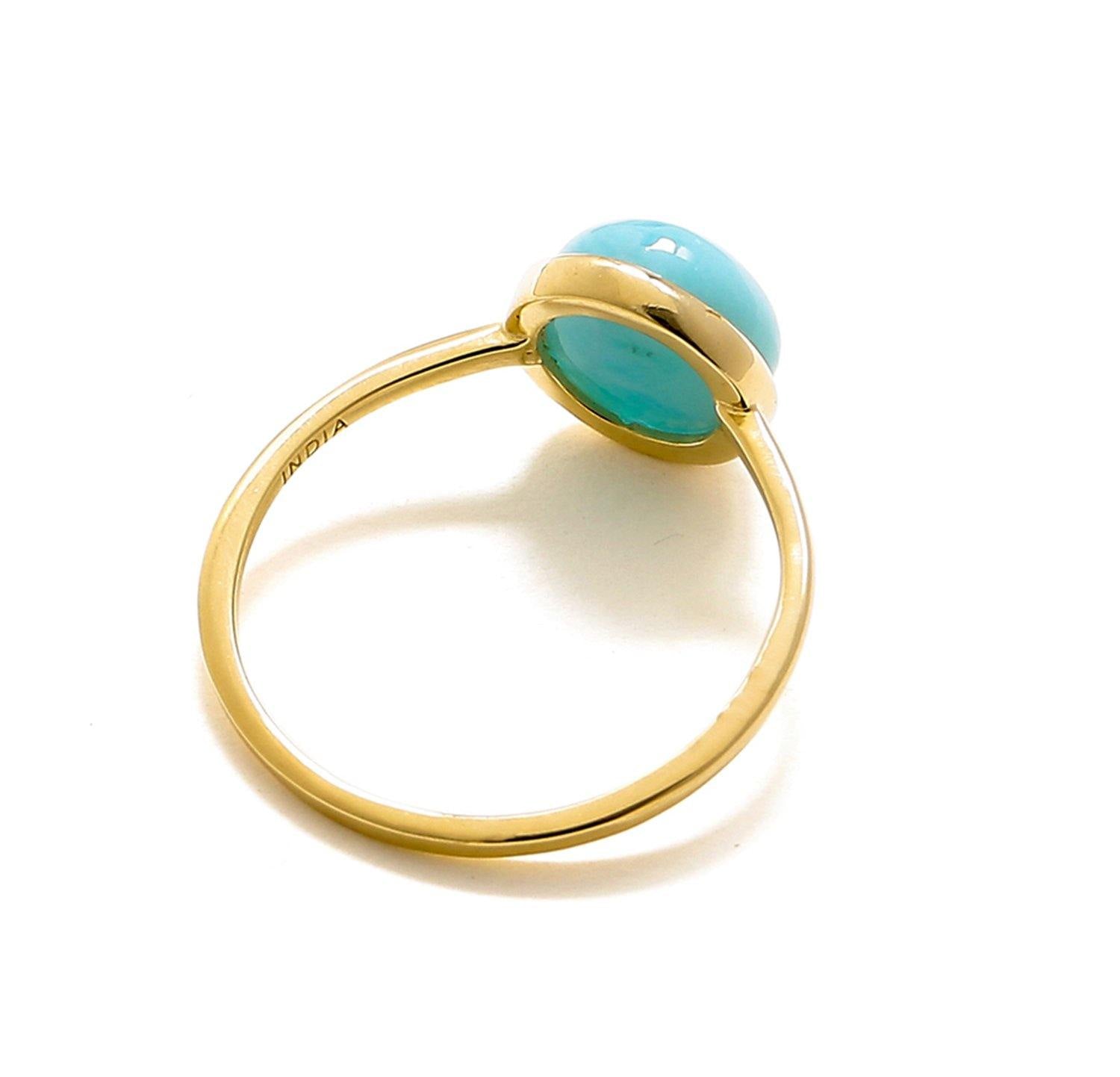 2.20 Ct Larimar Solid 10k Yellow Gold Ring Jewelry - YoTreasure
