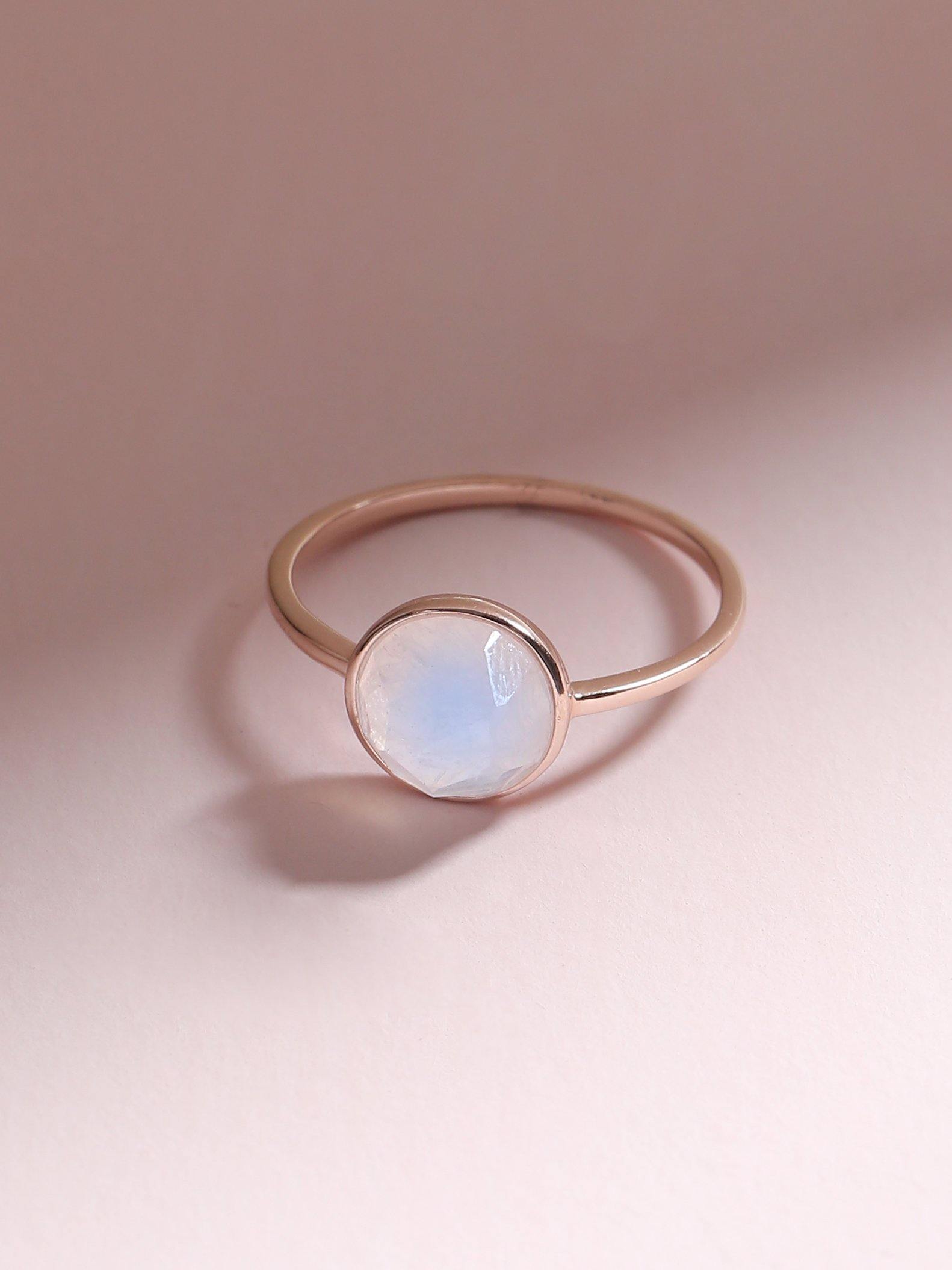 2.00 Cts Rainbow Moonstone Solid 10k Rose Gold Ring Jewelry - YoTreasure