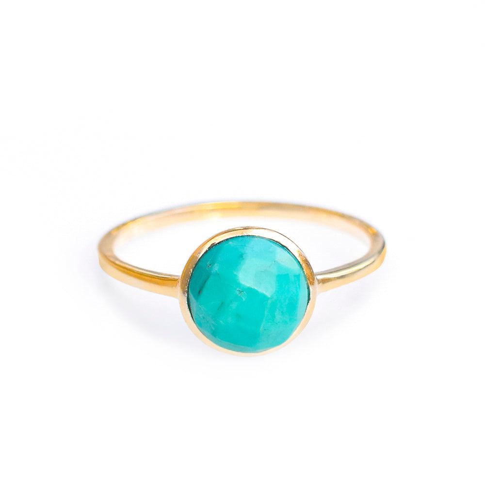 2.03 Ct Turquoise Solid 10k Yellow Gold Ring Jewelry - YoTreasure