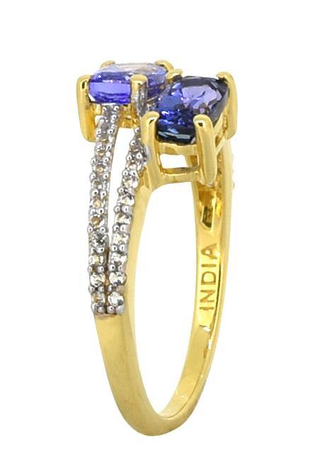 Tanzanite Solid 925 Sterling Silver Gold Plated Bypass Ring Jewelry - YoTreasure