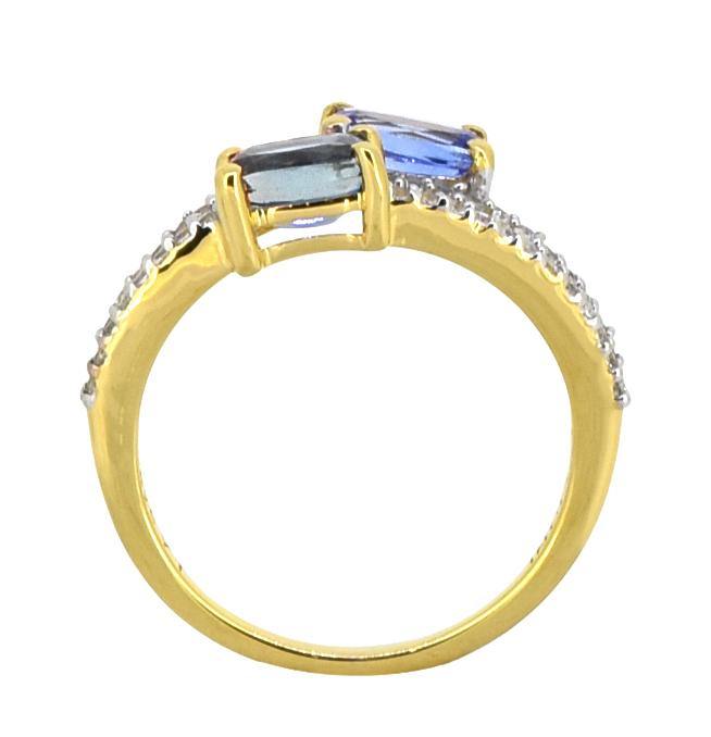 Tanzanite Solid 925 Sterling Silver Gold Plated Bypass Ring Jewelry - YoTreasure