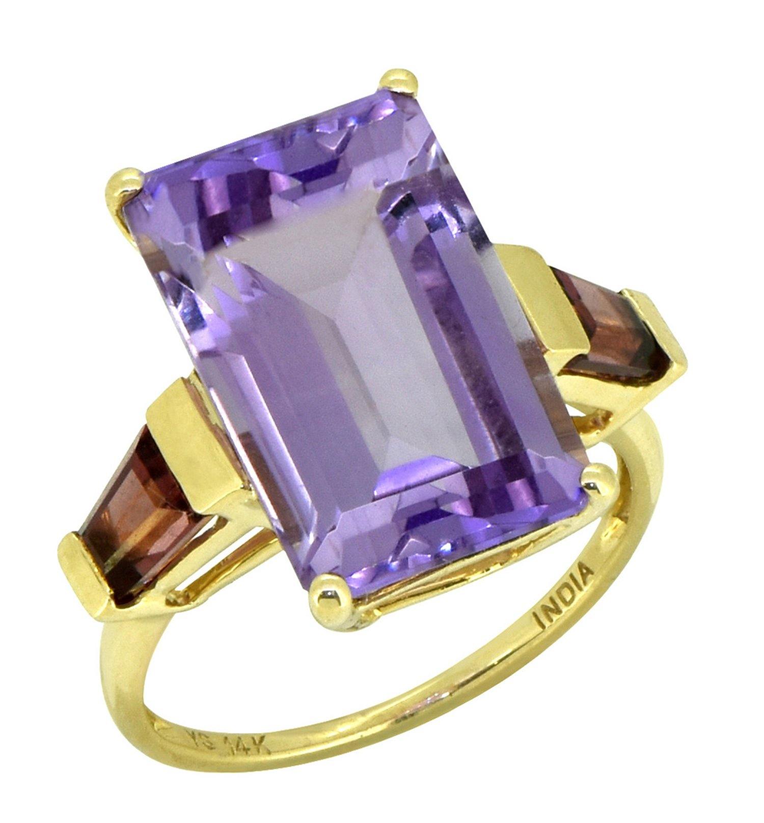 9.63 Ct Pink Amethyst Solid 14k Yellow Gold Ring Jewelry - YoTreasure