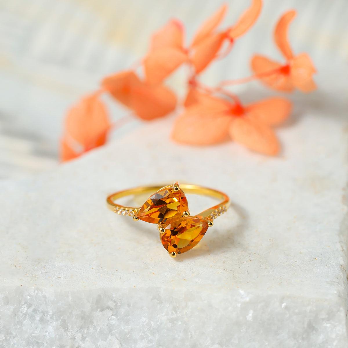Natural Healing Crystal Citrine 10kt Yellow Gold Engagement Ring Jewelry - YoTreasure