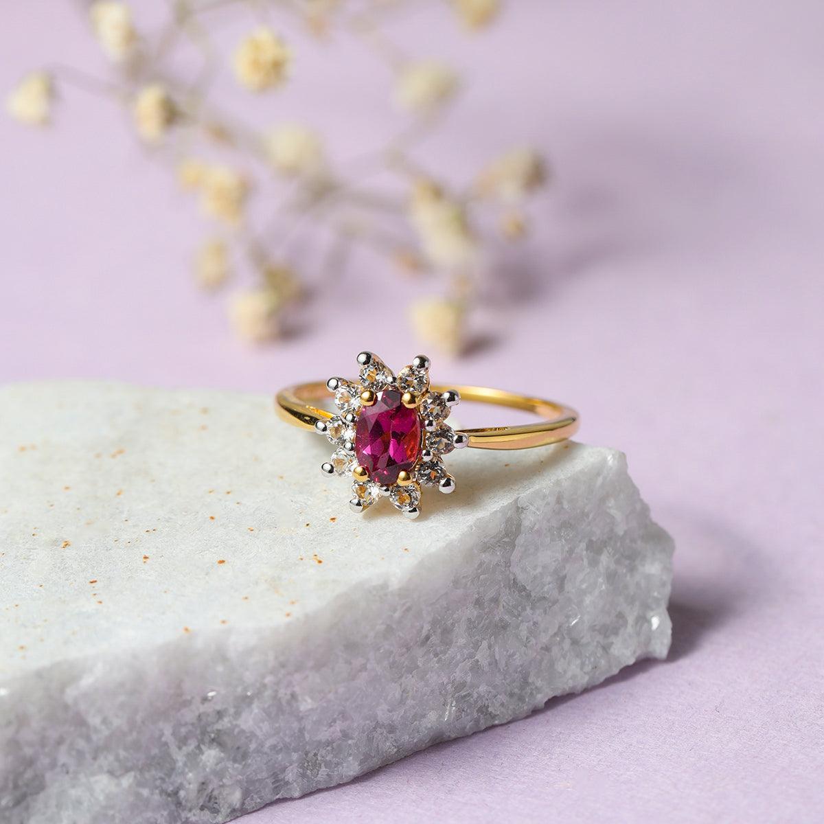 1.01 Ct. Rhodolite Garnet 10kt Yellow Gold Engagement Ring Jewelry - YoTreasure