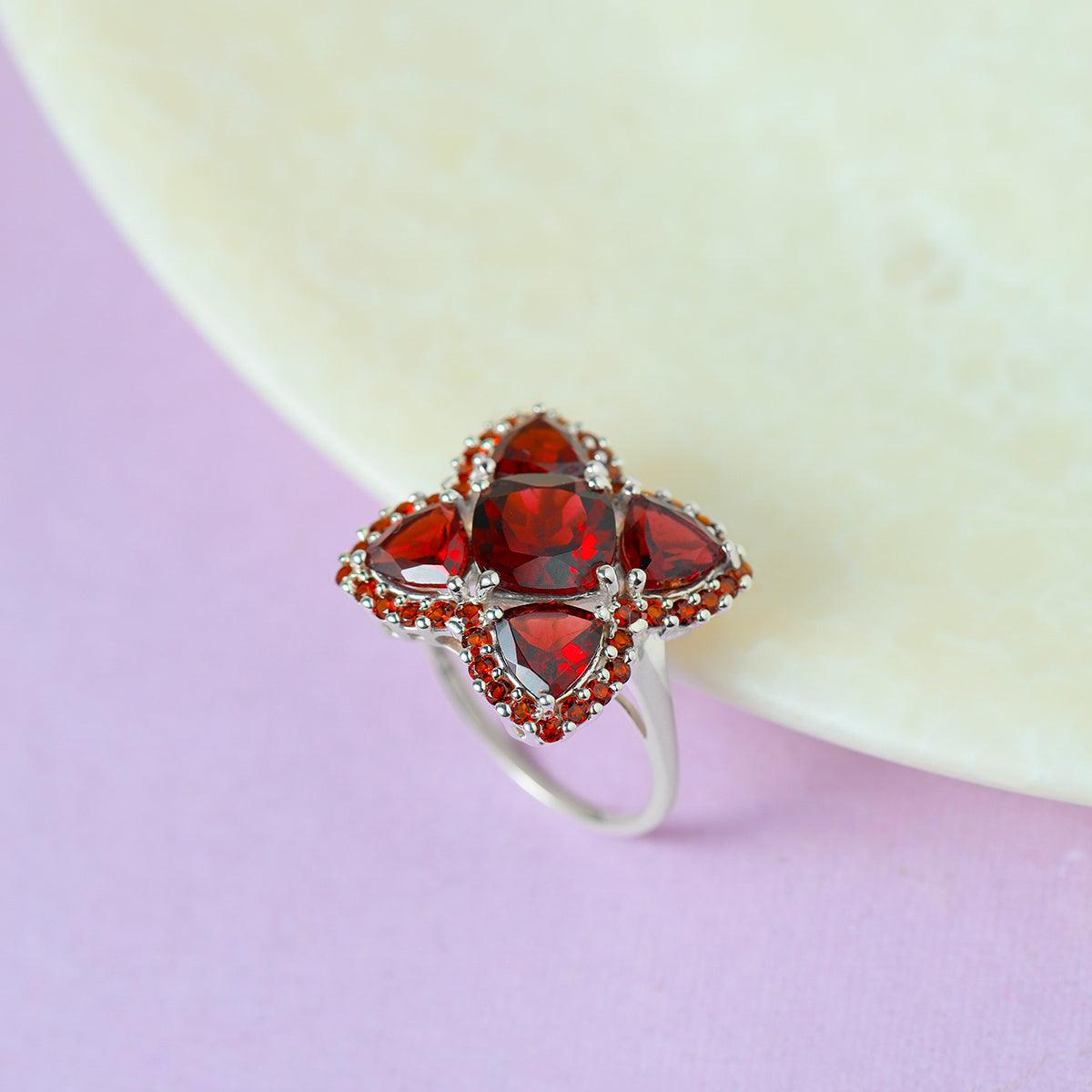 8x8 MM Garnet Solid 925 Sterling Silver Ring - YoTreasure