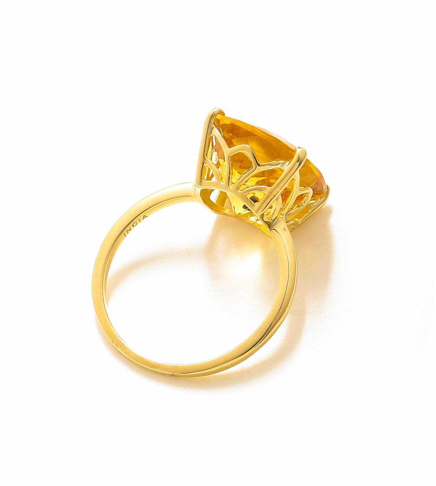 5.85 Ct Citrine Solid 10k Yellow Gold Ring Jewelry - YoTreasure