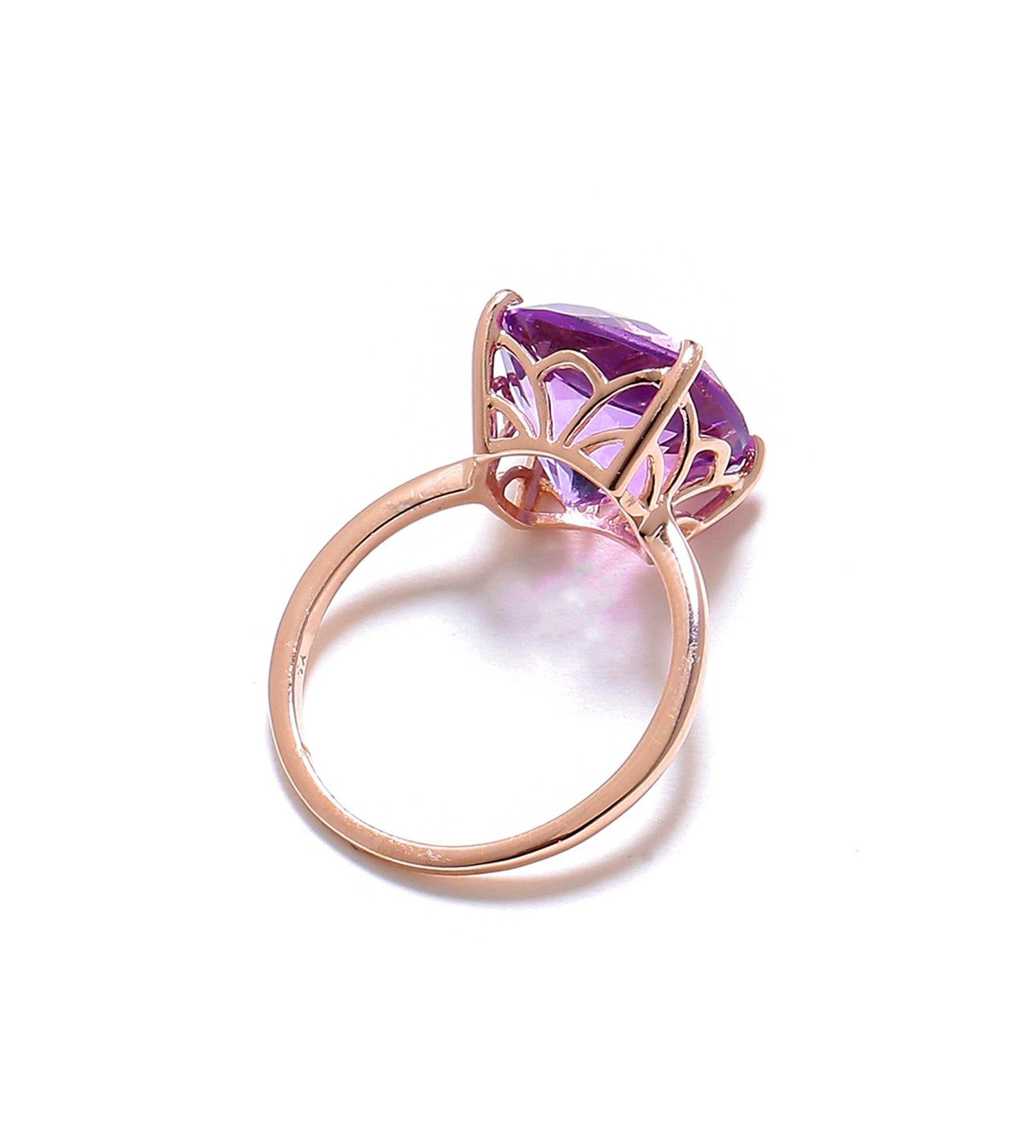 5.85 Ct Amethyst Solid 10k Rose Gold Ring Jewelry - YoTreasure