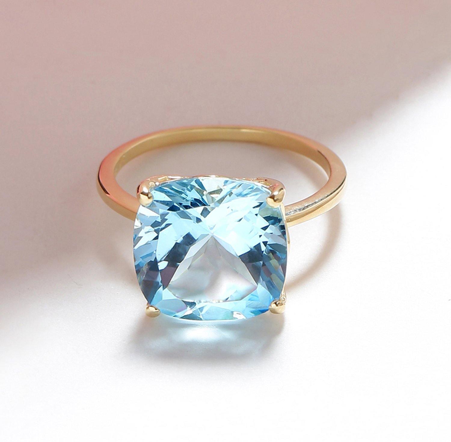7.50 Ct Sky Blue Topaz Solid 10k Yellow Gold Ring Jewelry