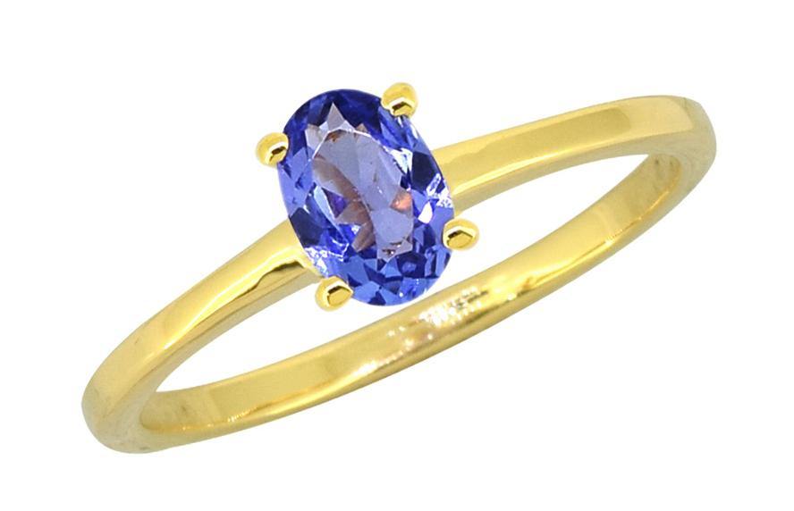 Tanzanite Solid 925 Sterling Silver Gold Plated Solitaire Ring - YoTreasure