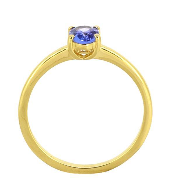 Tanzanite Solid 925 Sterling Silver Gold Plated Solitaire Ring - YoTreasure