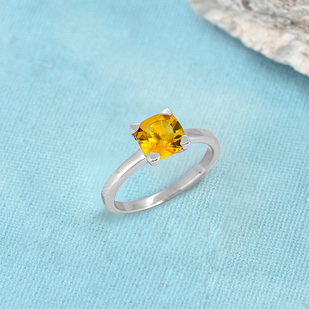 1.82 Ct. Citrine Solid 925 Sterling Silver Solitaire Ring Jewelry - YoTreasure