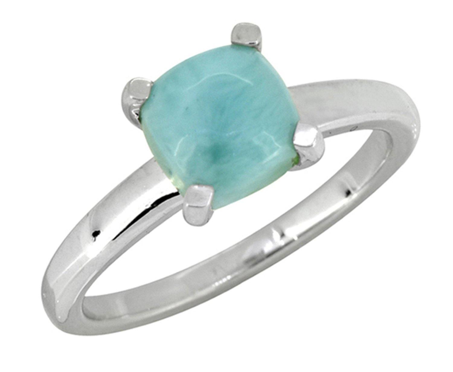 1.82 Ct. Larimar Solid 925 Sterling Silver Solitaire Ring Jewelry - YoTreasure