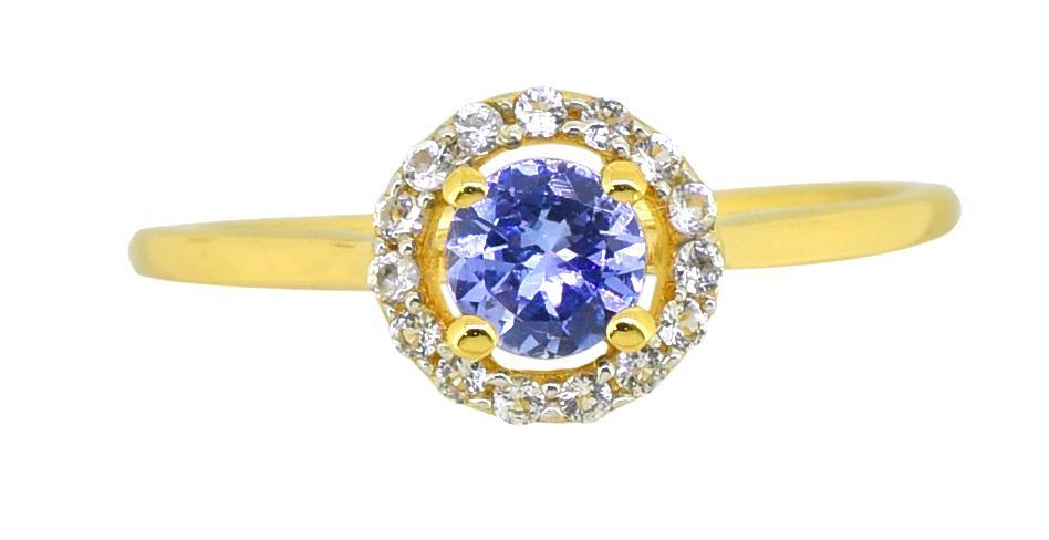 Tanzanite Solid 925 Sterling Silver Gold Plated Cluster Ring Jewelry - YoTreasure