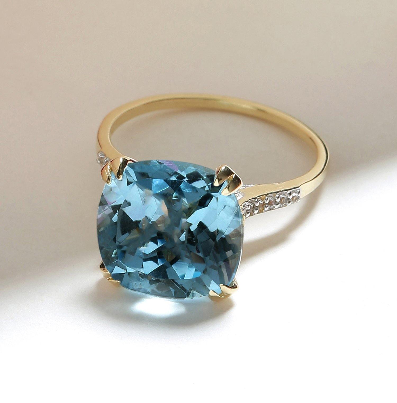 8.73 Ct Sky Blue Topaz Solid 10k Yellow Gold Statement Ring Jewelry - YoTreasure