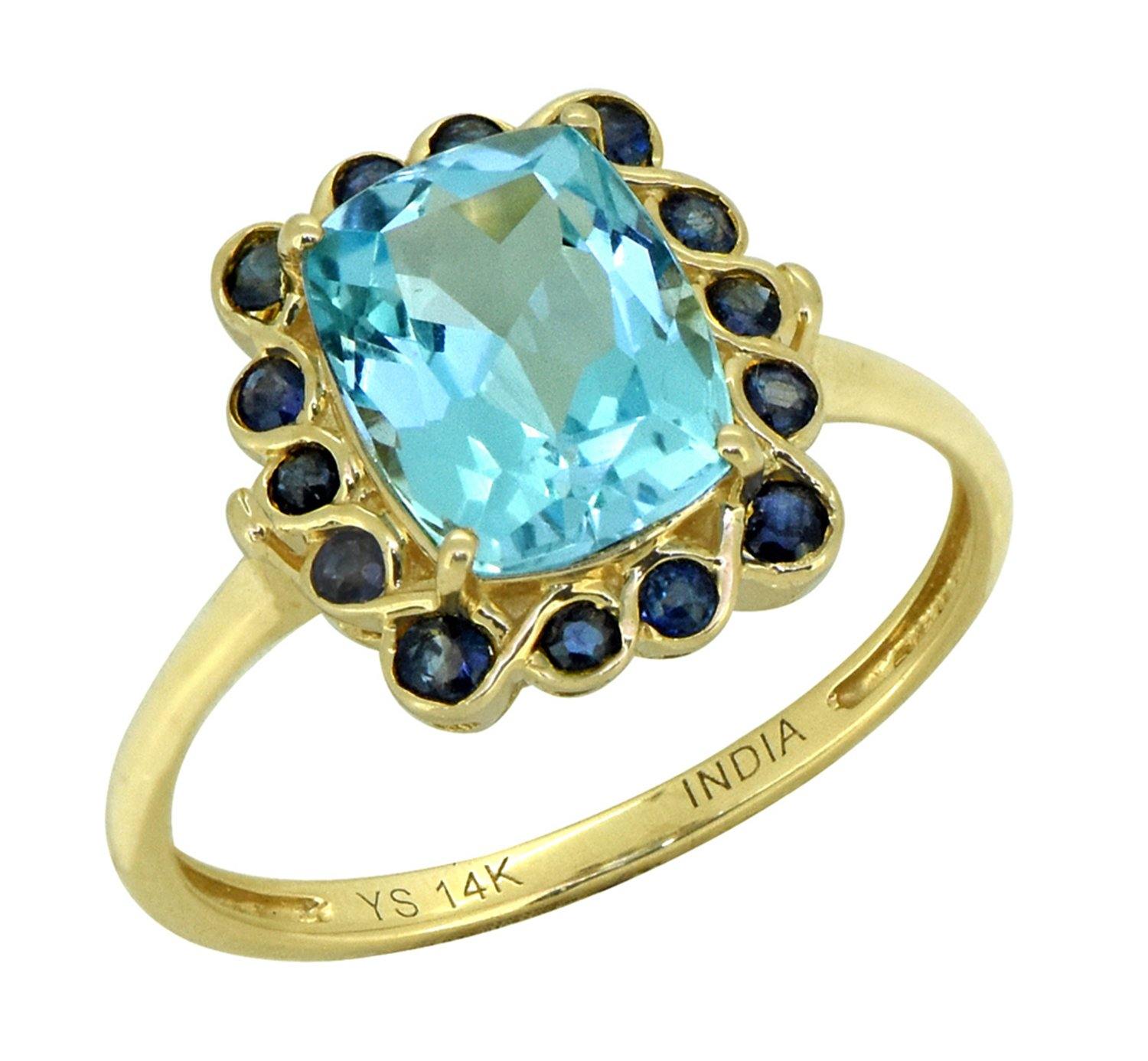 2.69 Ct. Sky Blue Topaz Solid 14k Yellow Gold Ring Jewelry - YoTreasure