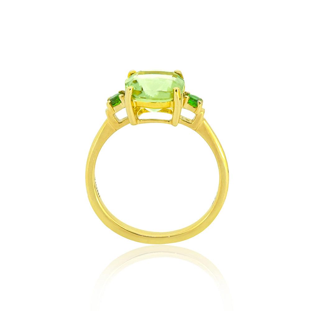2.15 Ct. Green Amethyst Chrome Diopside Solid 14k Yellow Gold Ring Jewelry - YoTreasure