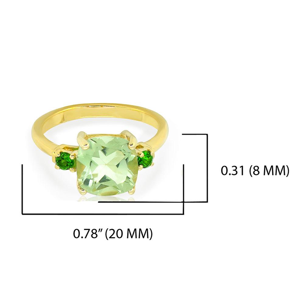 2.15 Ct. Green Amethyst Chrome Diopside Solid 14k Yellow Gold Ring Jewelry - YoTreasure