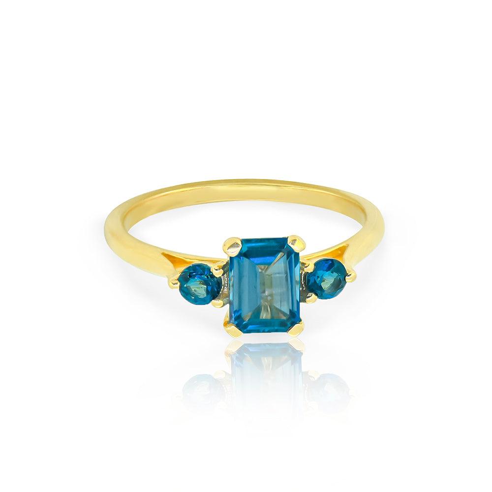 1.65 Ct. London Blue Topaz Solid 14k Yellow Gold Ring Jewelry - YoTreasure
